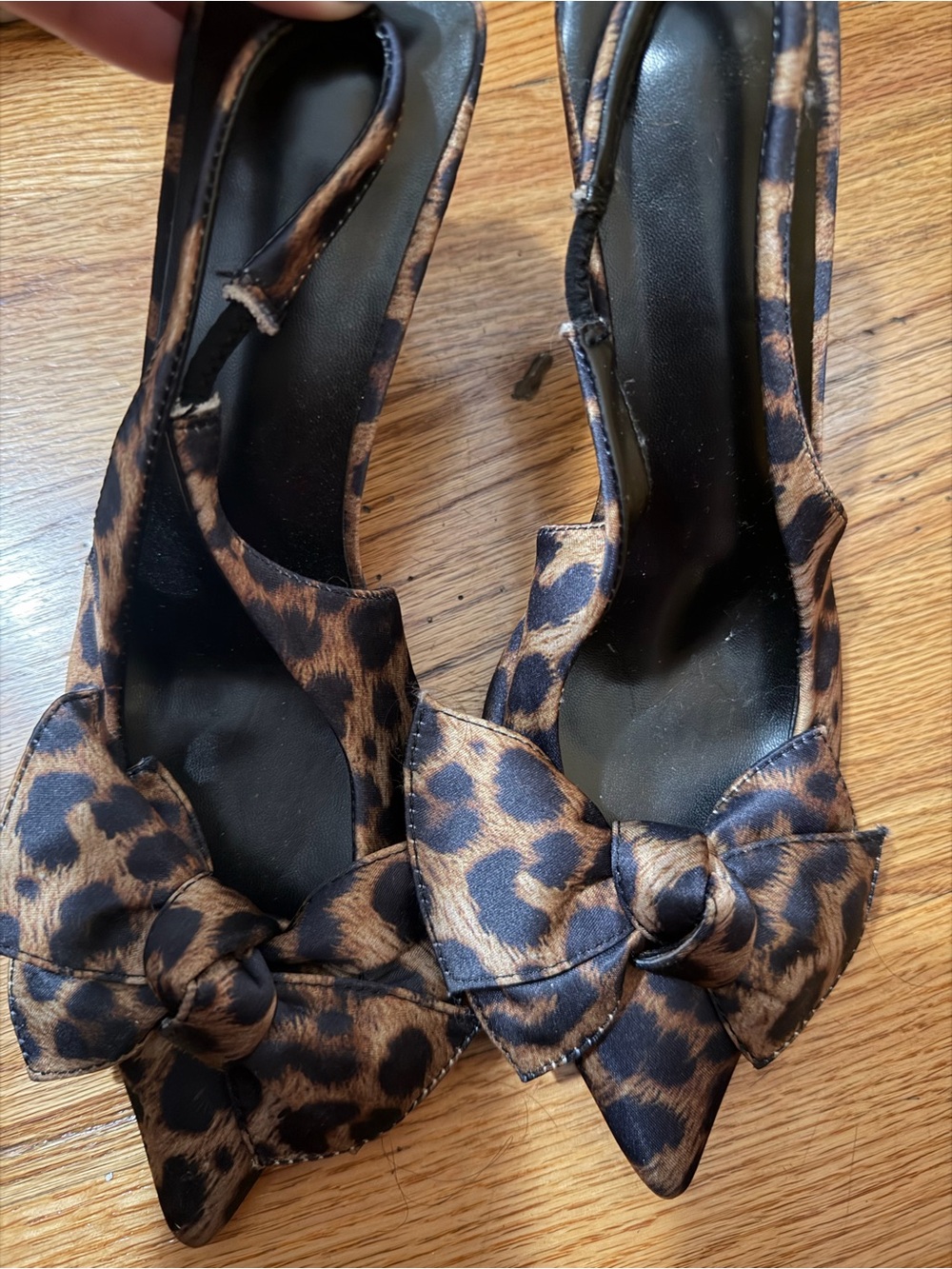 Leopard Print Pointed Toe Bow Flats - Brown